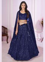 Soft Net Blue Wedding Wear Sequins Work Lehenga Choli